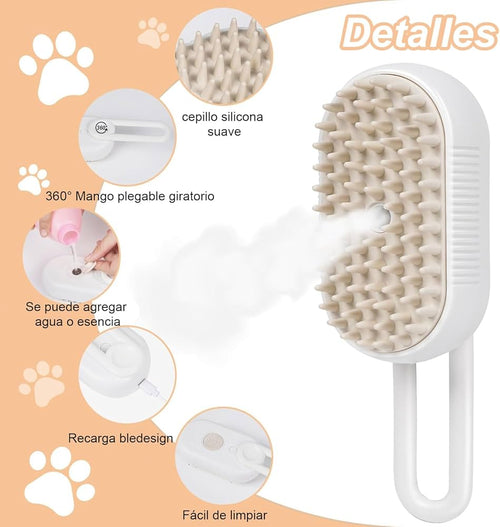Cepillo de vapor para mascotas 3 en 1